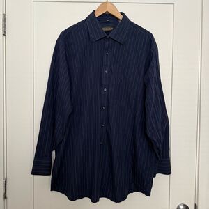 Donald J Trump Shirt Mens 18 34/35 Blue Striped Button Up Signature Collection